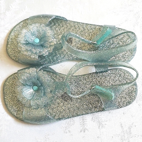 Old Navy Lot of (2) Pair Glitter Jelly Sandals Blue & Silver Toddler Girl 11 - Picture 5 of 11